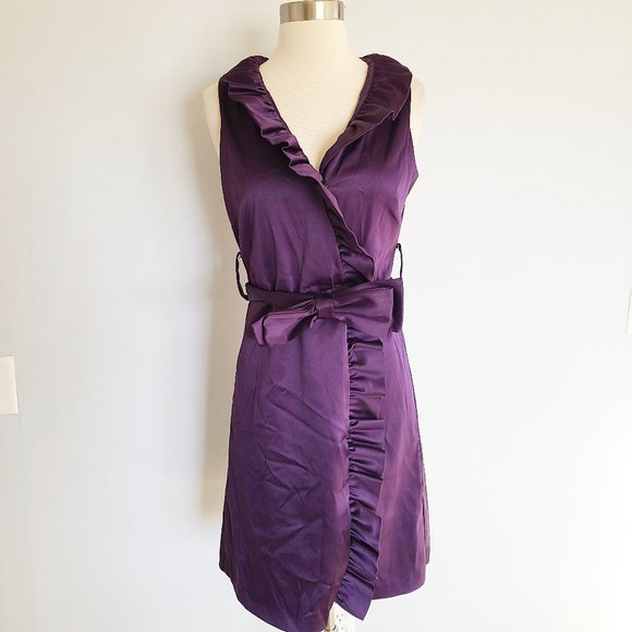 Eliza J Dresses & Skirts - Eliza J satin ruffle belted wrap dress